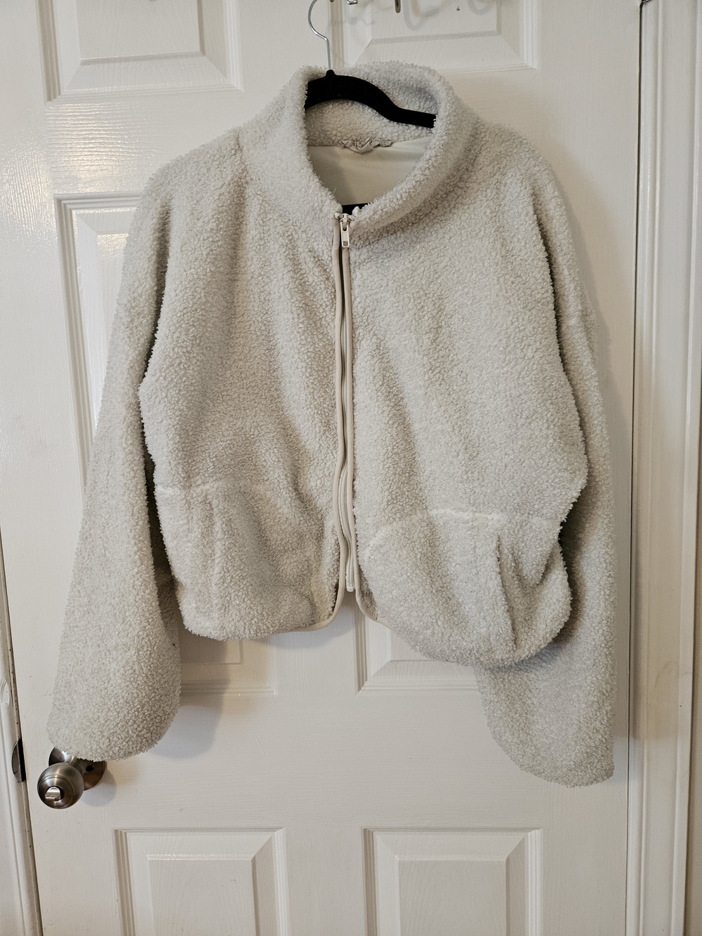 Women's Cream Teddy Sherpa Zip Jacket
